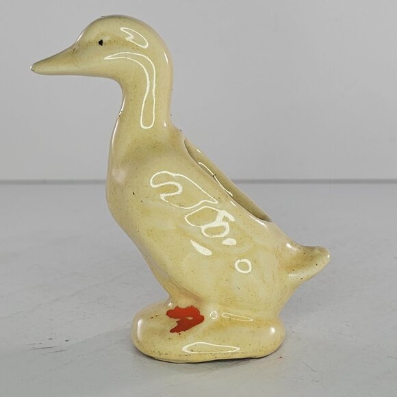 Vintage Ceramic Duck Planter Yellow Glaze Small Retro Decor Mid Century Modern - Picture 2 of 8